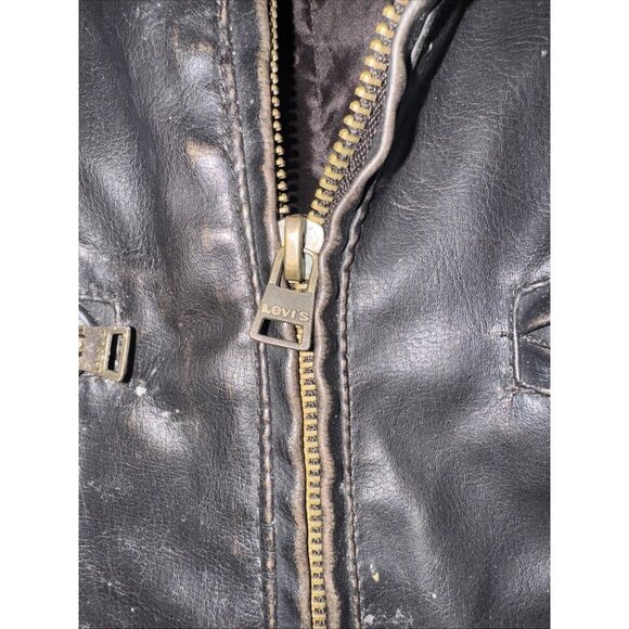 Levi's Apparel Men's Faux Leather Insulated Jacket, Black Sz Medium - Picture 5 of 11